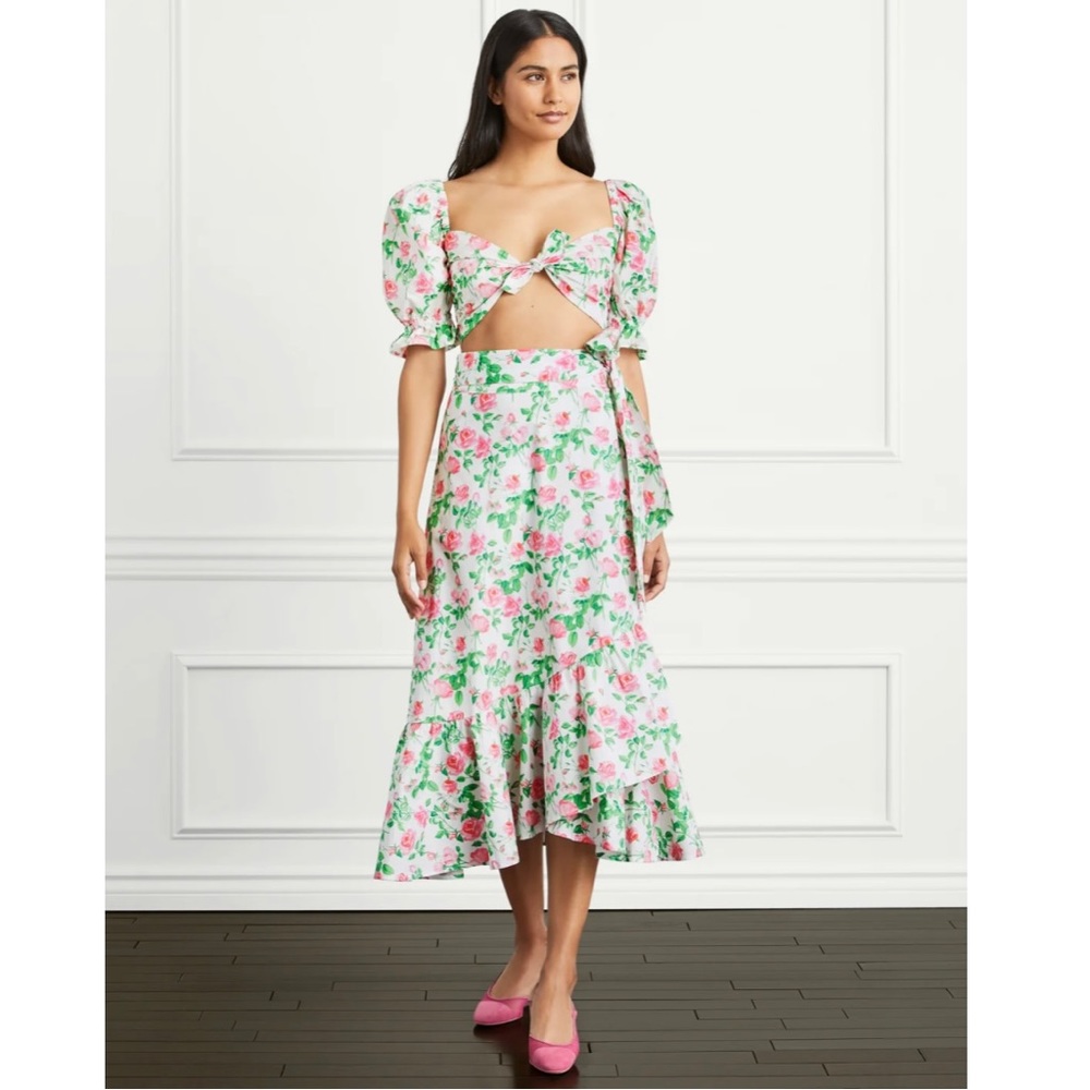 HILL HOUSE ISABELLA TOP IN PINK ROSES SIZE XS NWT